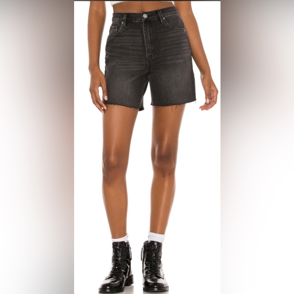Blank NYC Black High-Rise Raw Hem Jean Shorts